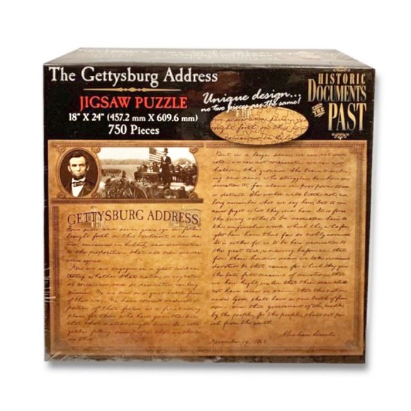 The Gettysburg Address Jigsaw Puzzle Lincoln Portrait 750 Pieces New NWT Games - Picture 1 of 5